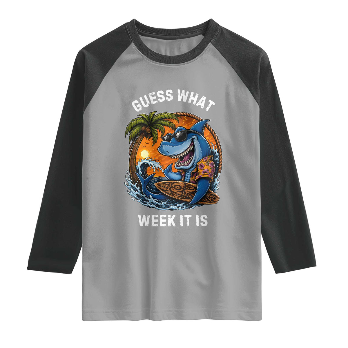 Funny Shark Guess What Week It Is Raglan Shirt Shark Awareness Summer Vacation