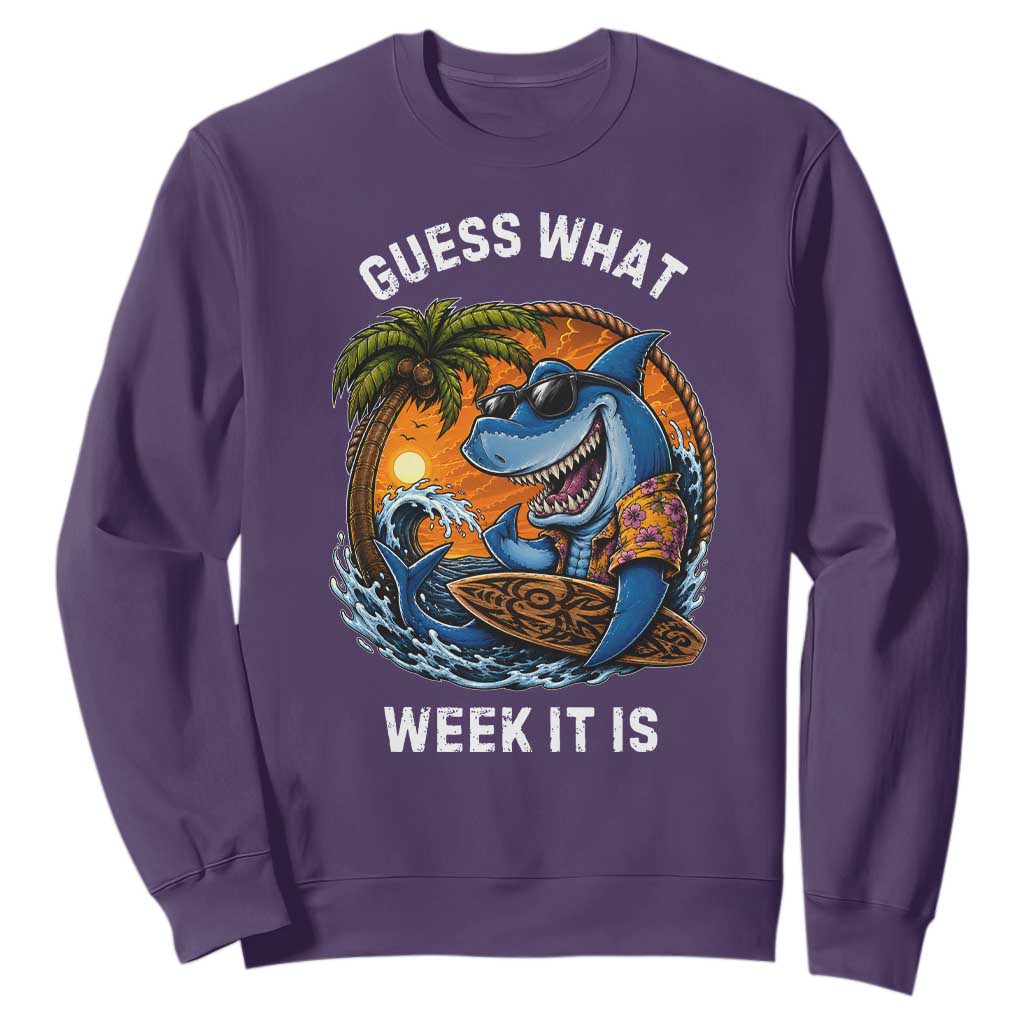 Funny Shark Guess What Week It Is Sweatshirt Shark Awareness Summer Vacation