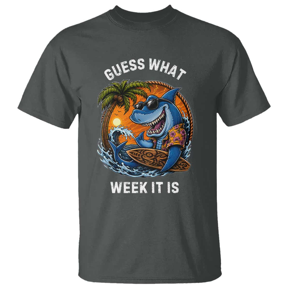 Funny Shark Guess What Week It Is T Shirt Shark Awareness Summer Vacation