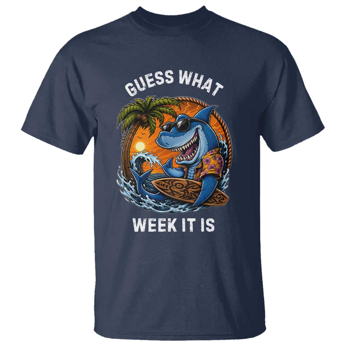 Funny Shark Guess What Week It Is T Shirt Shark Awareness Summer Vacation