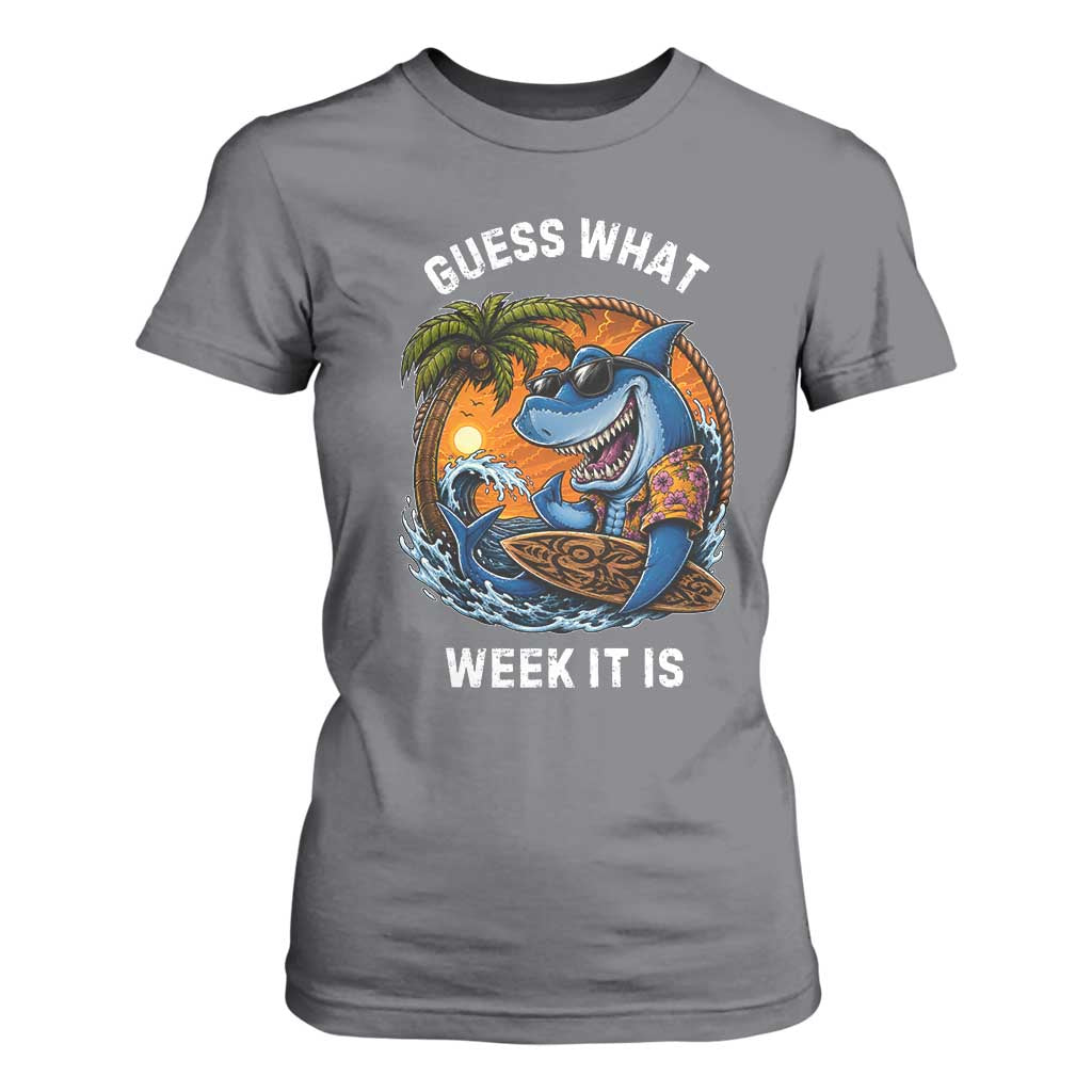 Funny Shark Guess What Week It Is T Shirt For Women Shark Awareness Summer Vacation