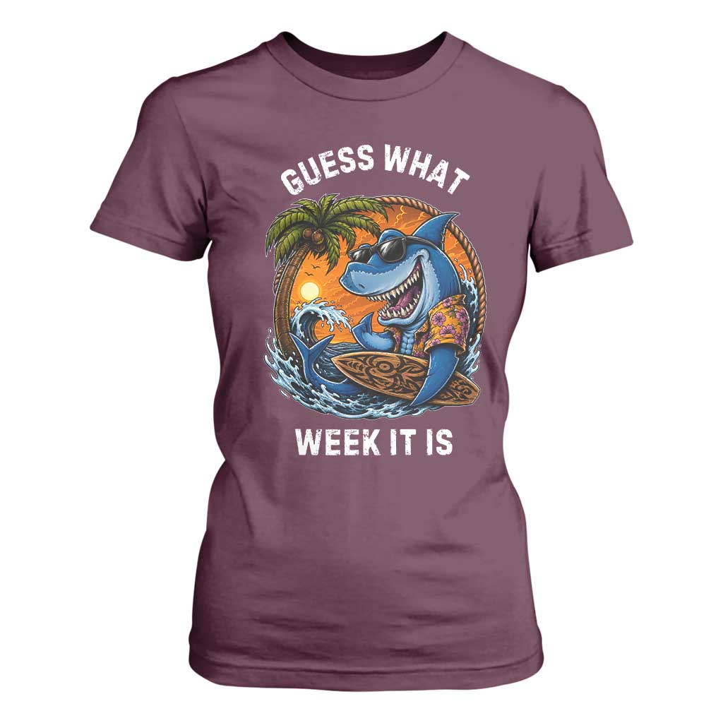 Funny Shark Guess What Week It Is T Shirt For Women Shark Awareness Summer Vacation