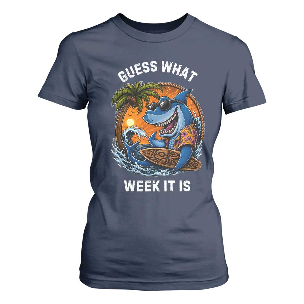 Funny Shark Guess What Week It Is T Shirt For Women Shark Awareness Summer Vacation