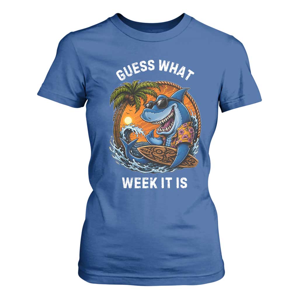 Funny Shark Guess What Week It Is T Shirt For Women Shark Awareness Summer Vacation