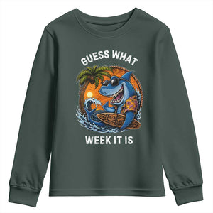 Funny Shark Guess What Week It Is Youth Sweatshirt Shark Awareness Summer Vacation