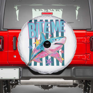 Funny Bite Me Shark Lover Spare Tire Cover Summer Beach Nautical Stripes Glitter Print