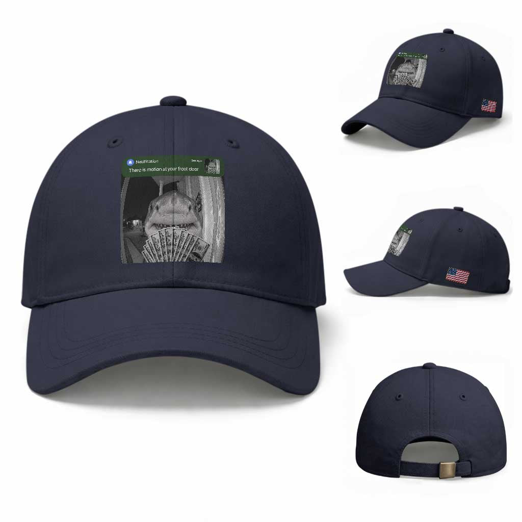 There is Motion at Your Front Door Funny Shark Motion Meme Baseball Cap
