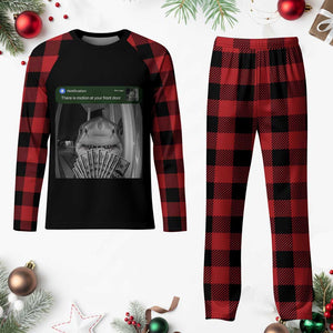 There is Motion at Your Front Door Funny Shark Motion Meme Plaid Pajama Set