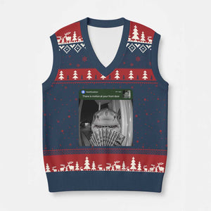 There is Motion at Your Front Door Funny Shark Motion Meme V-Neck Knit Sweater Vest