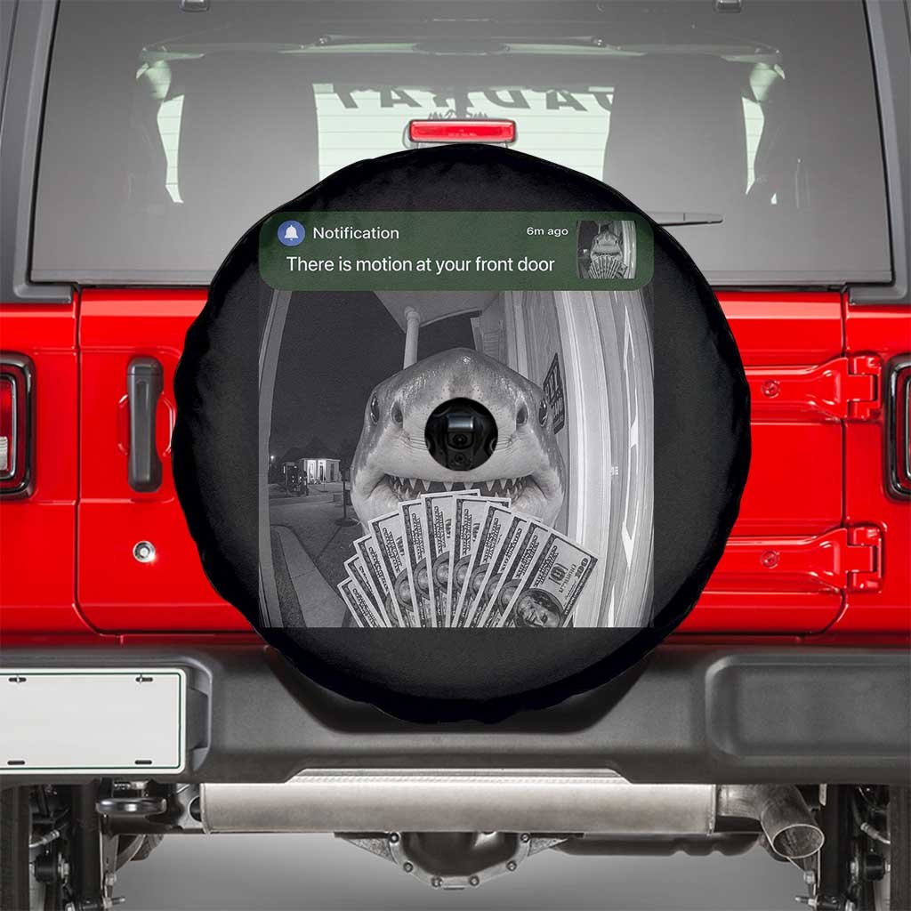 There is Motion at Your Front Door Funny Shark Motion Meme Spare Tire Cover