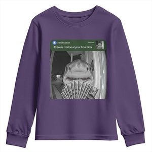 There is Motion at Your Front Door Funny Shark Motion Meme Youth Sweatshirt
