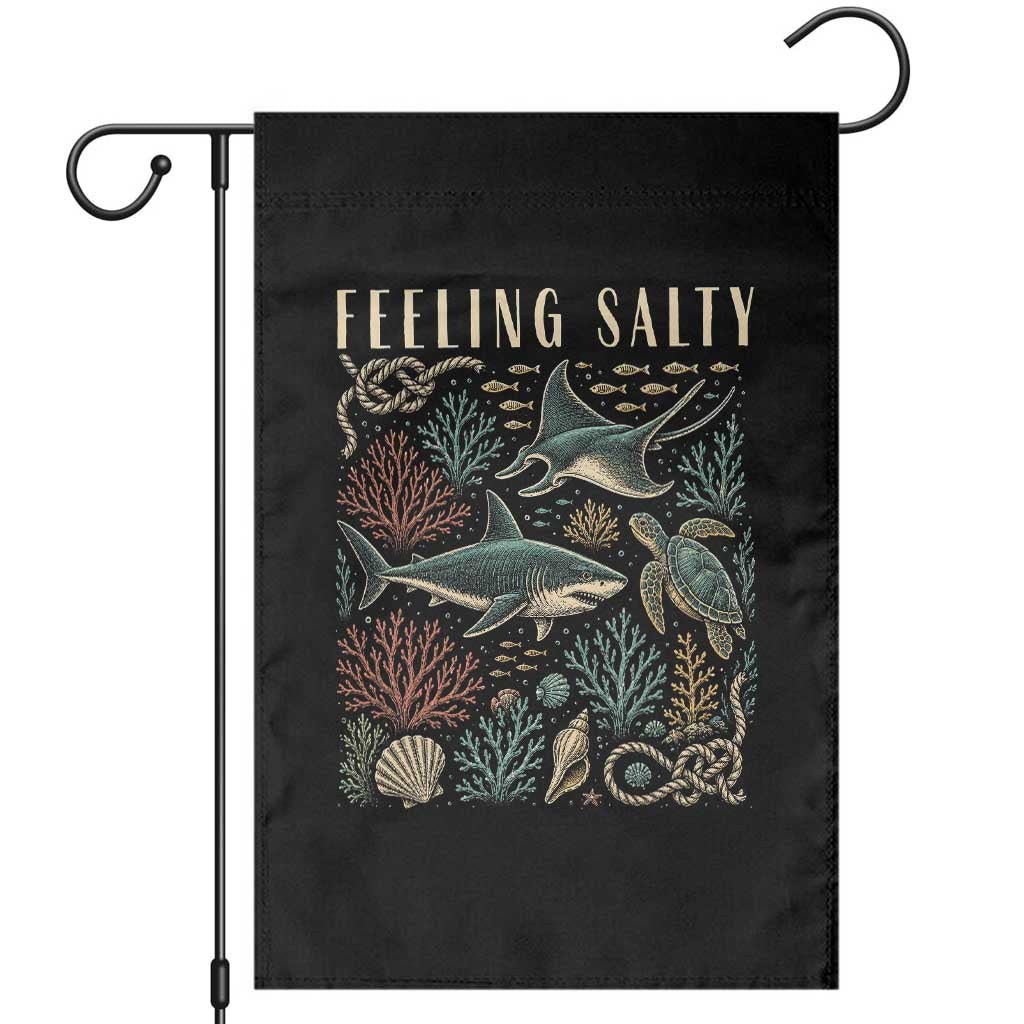 Feeling Salty Shark Lover Vintage Ocean Life Garden Flag TS11 Black Print Your Wear