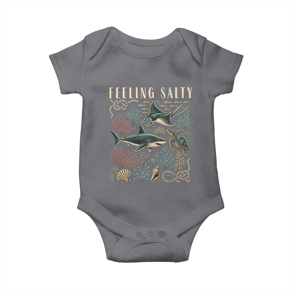 Feeling Salty Shark Lover Vintage Ocean Life Baby Onesie