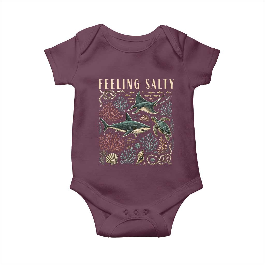 Feeling Salty Shark Lover Vintage Ocean Life Baby Onesie