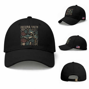 Feeling Salty Shark Lover Vintage Ocean Life Baseball Cap