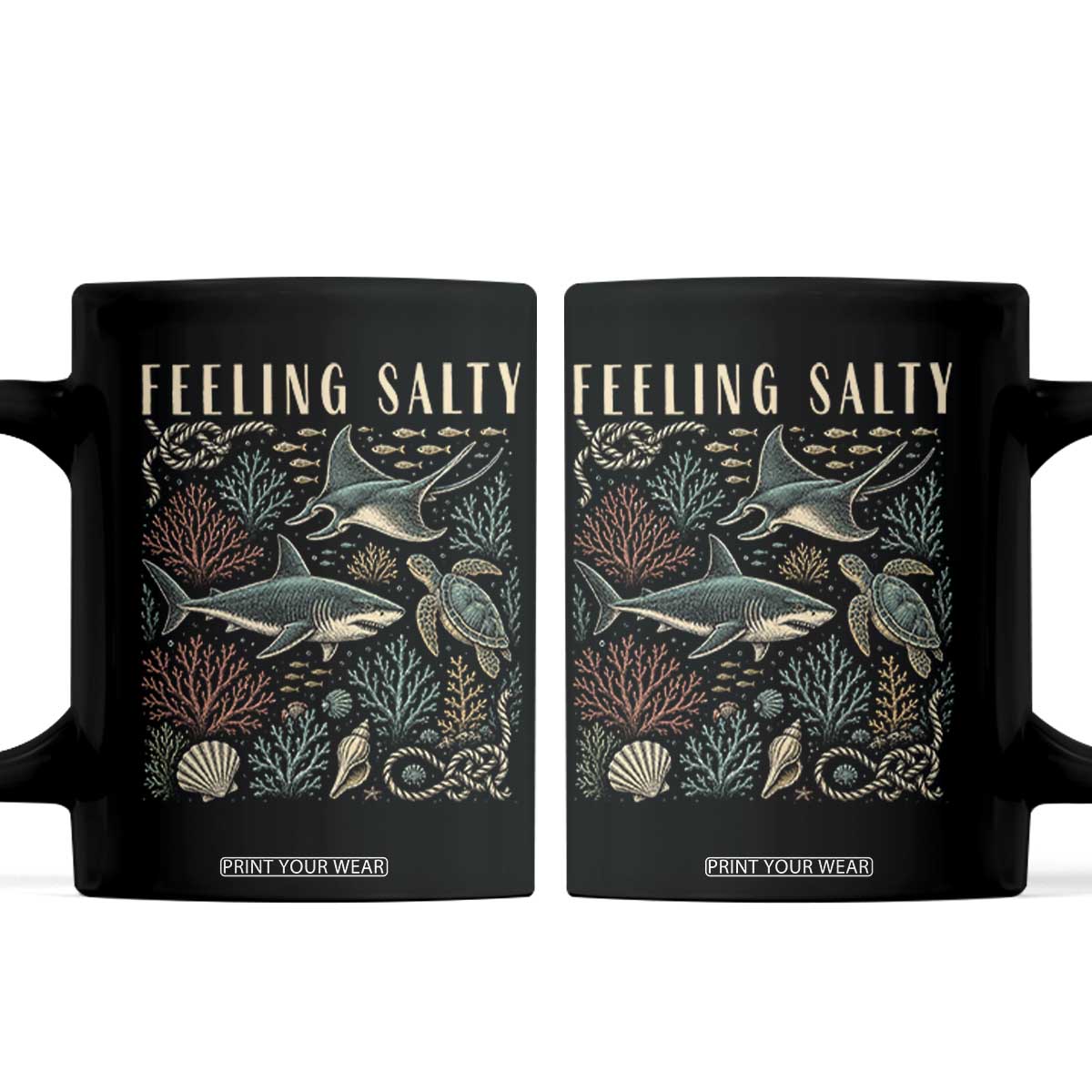 Feeling Salty Shark Lover Vintage Ocean Life Coffee Mug
