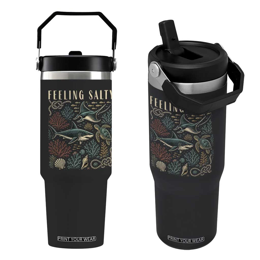 Feeling Salty Shark Lover Vintage Ocean Life Flip Straw Tumbler