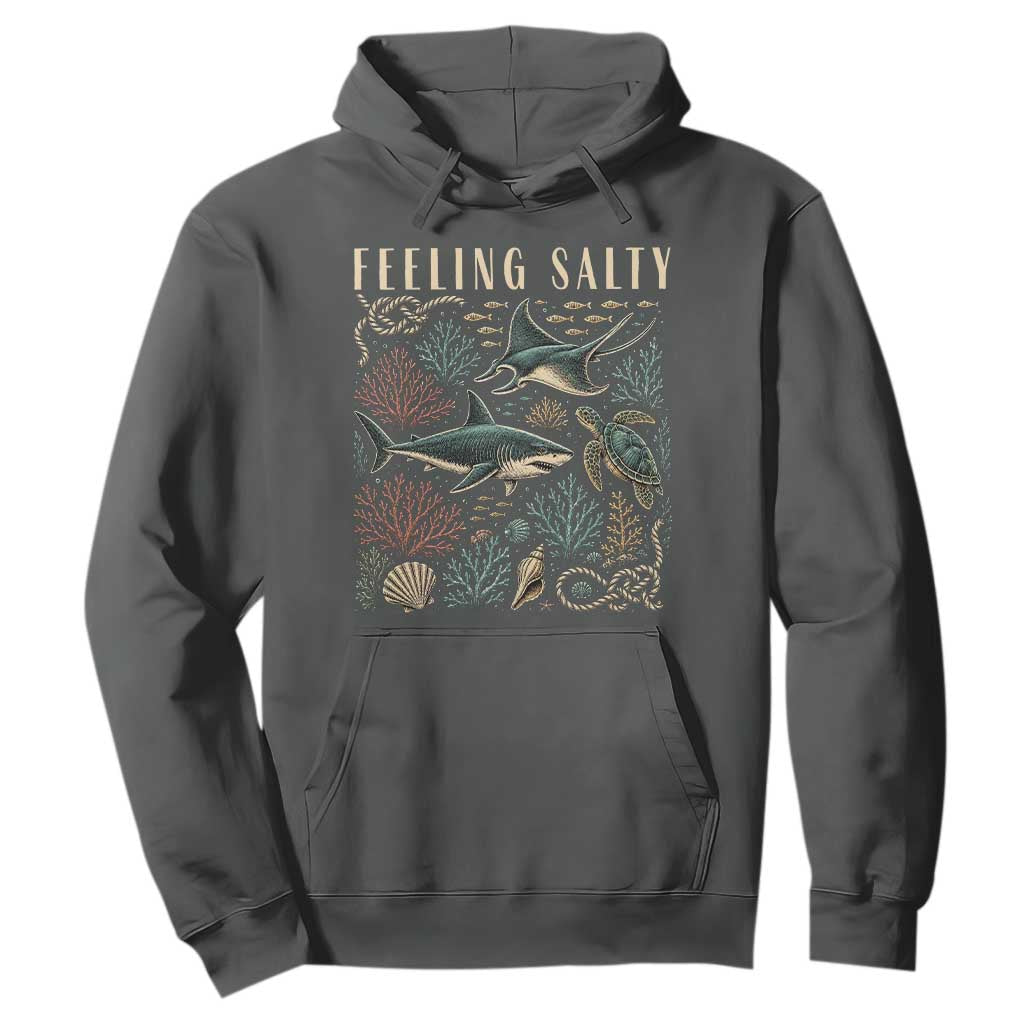 Feeling Salty Shark Lover Vintage Ocean Life Hoodie