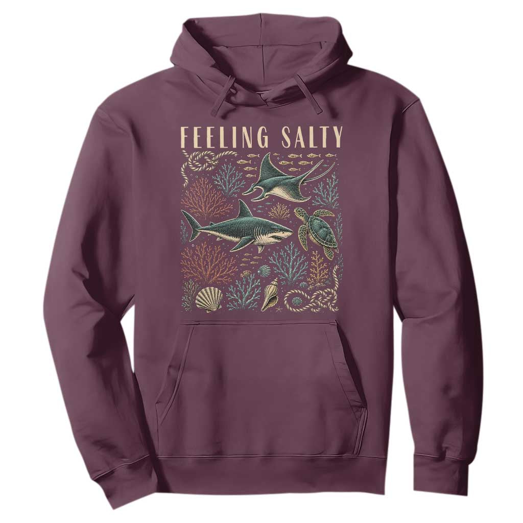 Feeling Salty Shark Lover Vintage Ocean Life Hoodie
