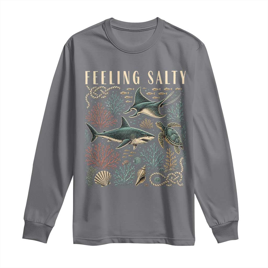 Feeling Salty Shark Lover Vintage Ocean Life Long Sleeve Shirt