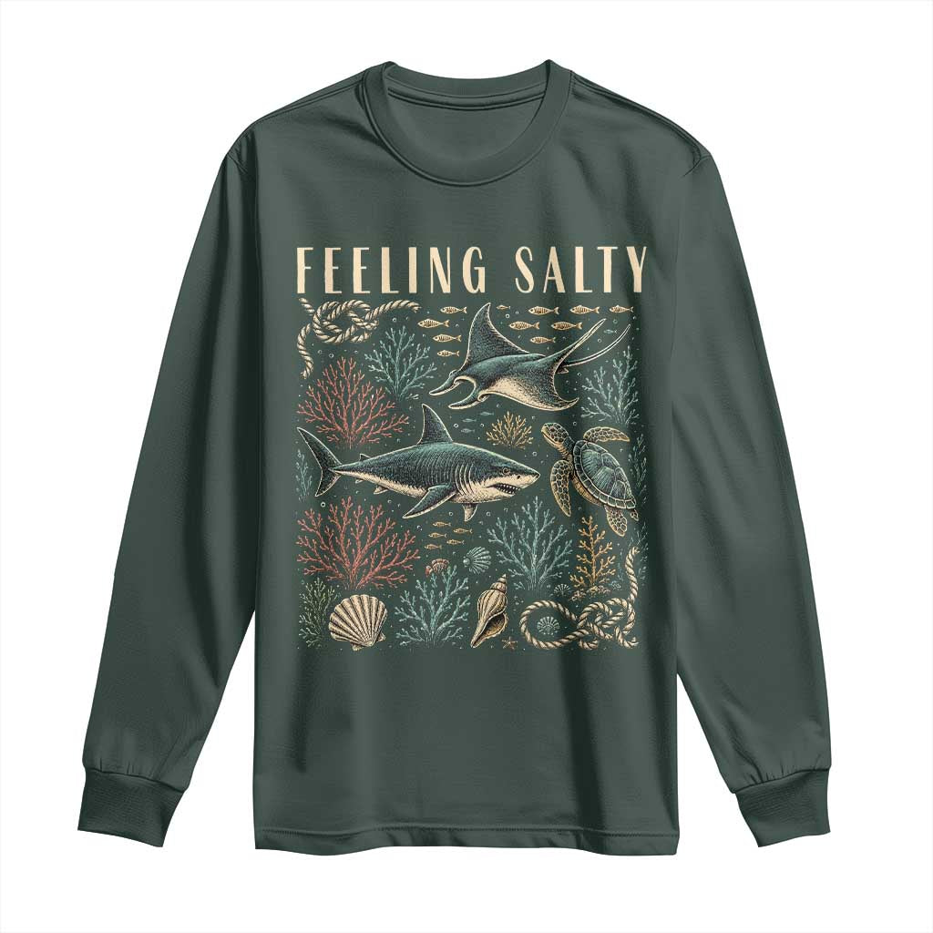 Feeling Salty Shark Lover Vintage Ocean Life Long Sleeve Shirt