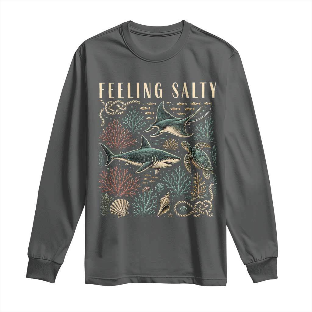Feeling Salty Shark Lover Vintage Ocean Life Long Sleeve Shirt