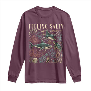 Feeling Salty Shark Lover Vintage Ocean Life Long Sleeve Shirt