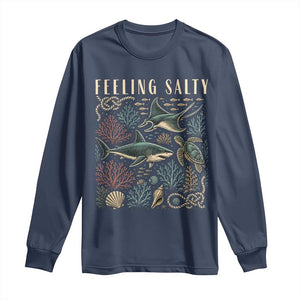 Feeling Salty Shark Lover Vintage Ocean Life Long Sleeve Shirt