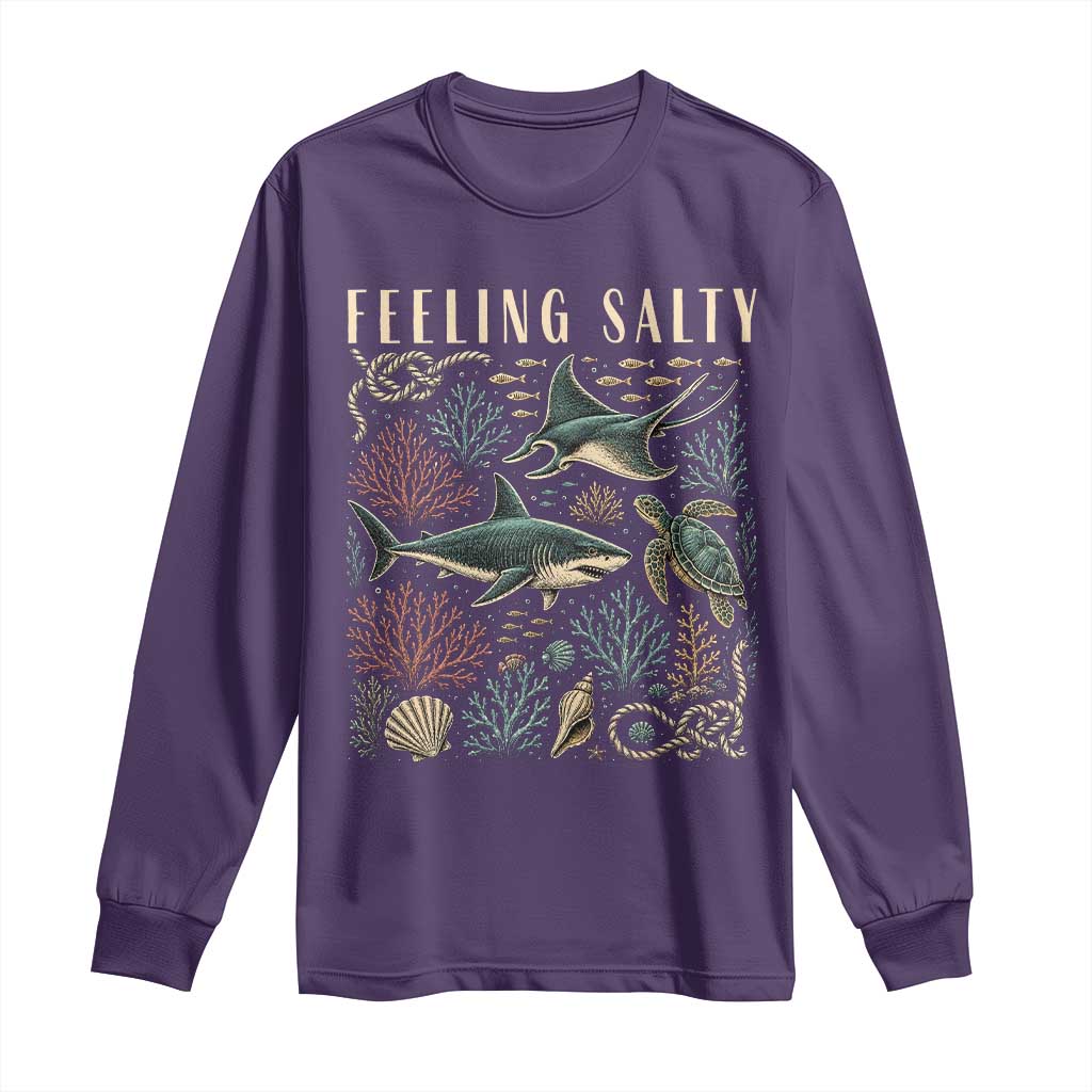 Feeling Salty Shark Lover Vintage Ocean Life Long Sleeve Shirt