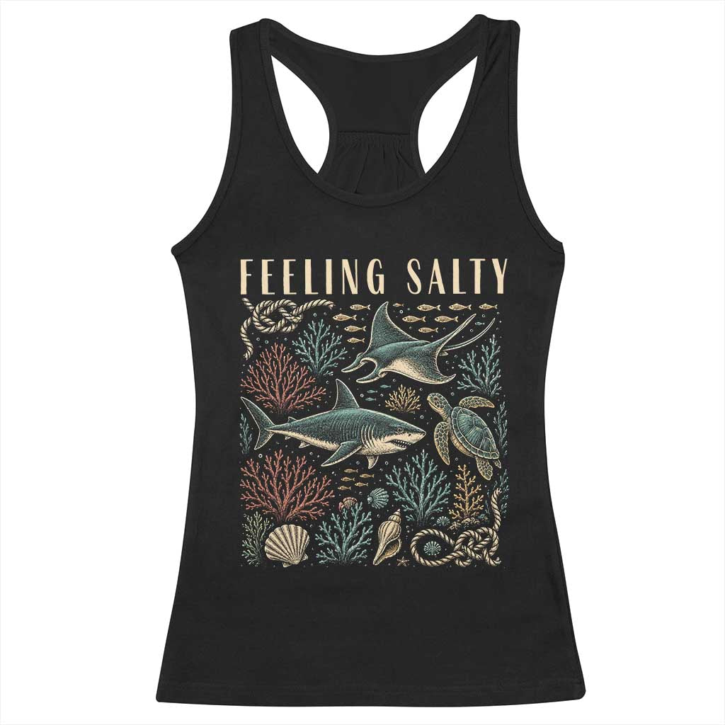 Feeling Salty Shark Lover Vintage Ocean Life Racerback Tank Top