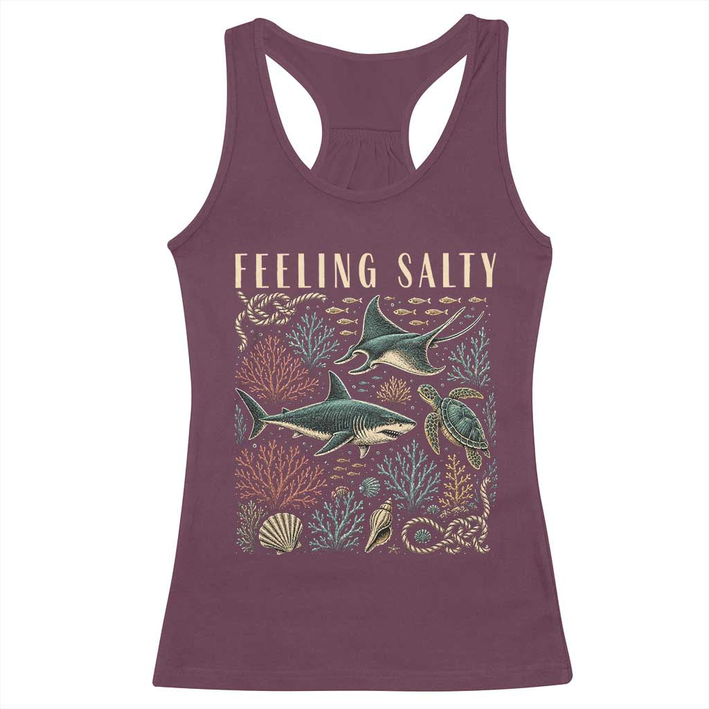 Feeling Salty Shark Lover Vintage Ocean Life Racerback Tank Top