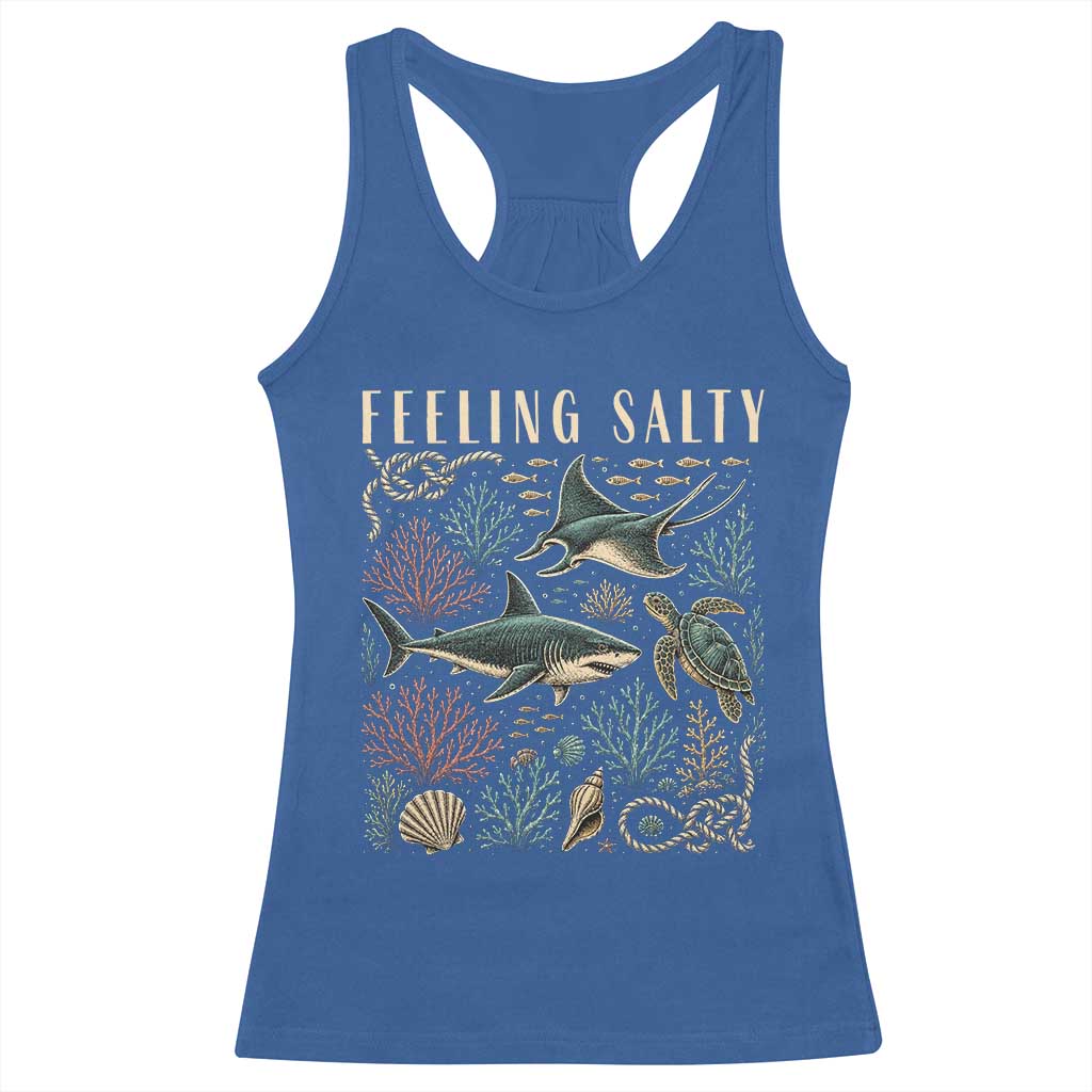 Feeling Salty Shark Lover Vintage Ocean Life Racerback Tank Top