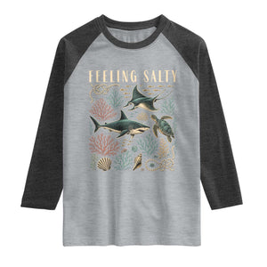 Feeling Salty Shark Lover Vintage Ocean Life Raglan Shirt