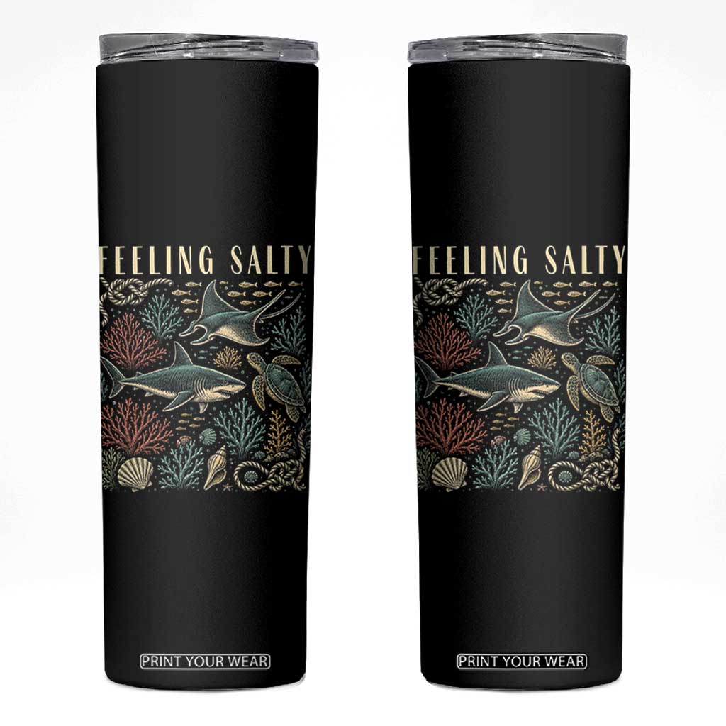 Feeling Salty Shark Lover Vintage Ocean Life Skinny Tumbler
