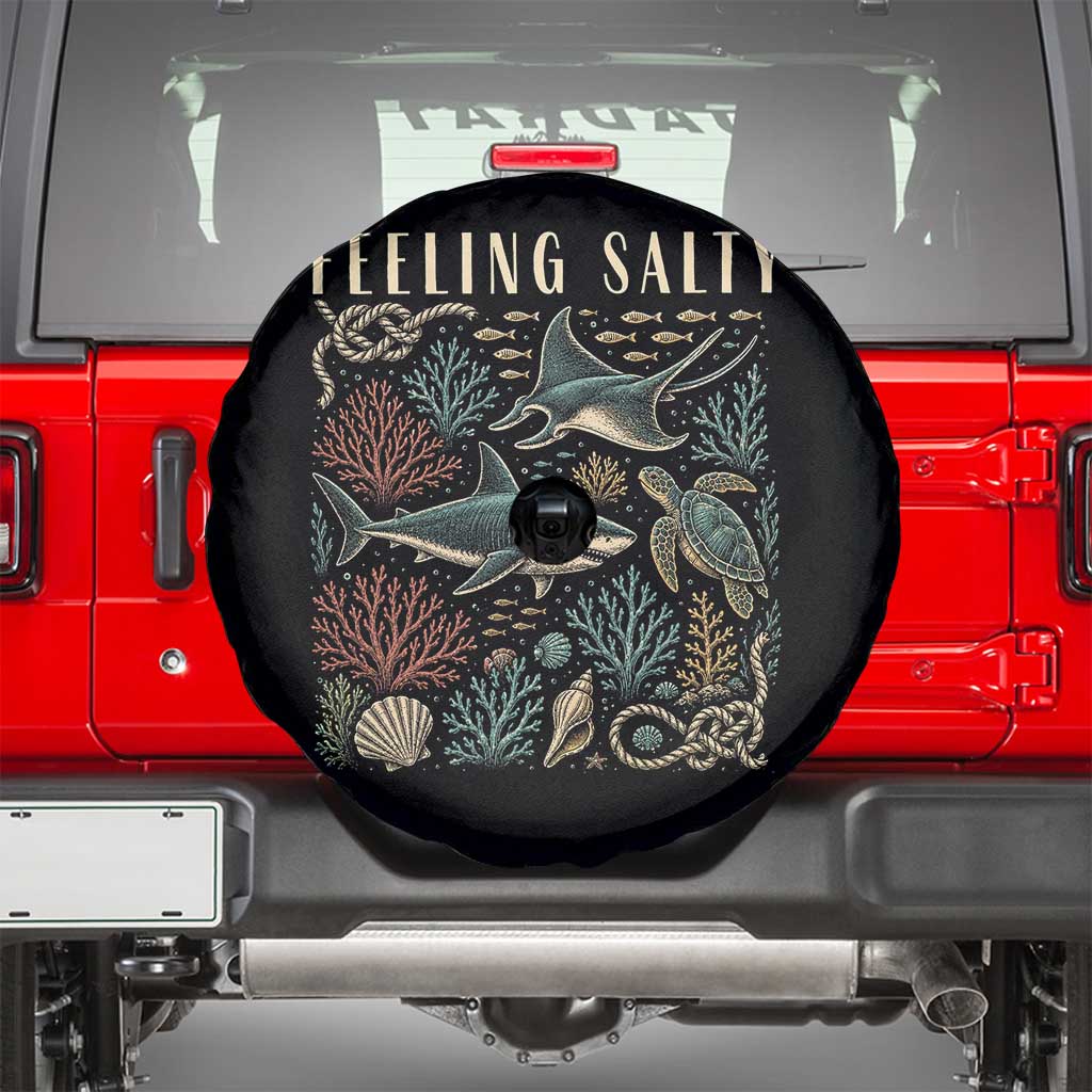 Feeling Salty Shark Lover Vintage Ocean Life Spare Tire Cover