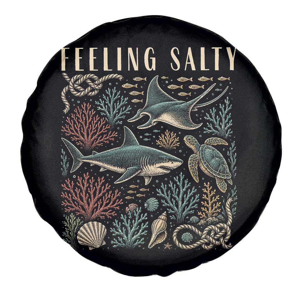 Feeling Salty Shark Lover Vintage Ocean Life Spare Tire Cover