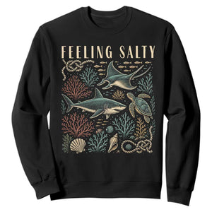 Feeling Salty Shark Lover Vintage Ocean Life Sweatshirt