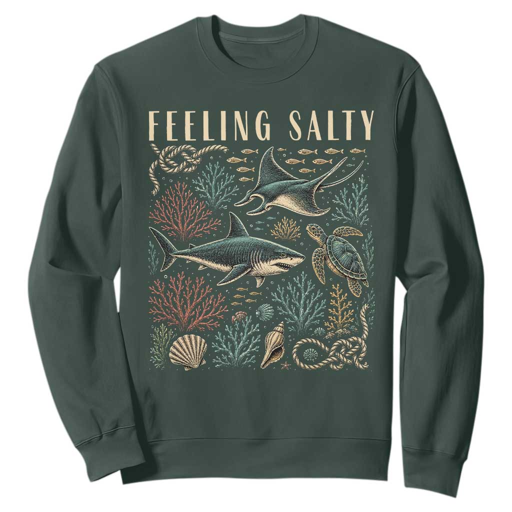 Feeling Salty Shark Lover Vintage Ocean Life Sweatshirt