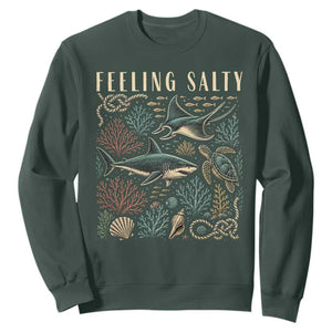Feeling Salty Shark Lover Vintage Ocean Life Sweatshirt