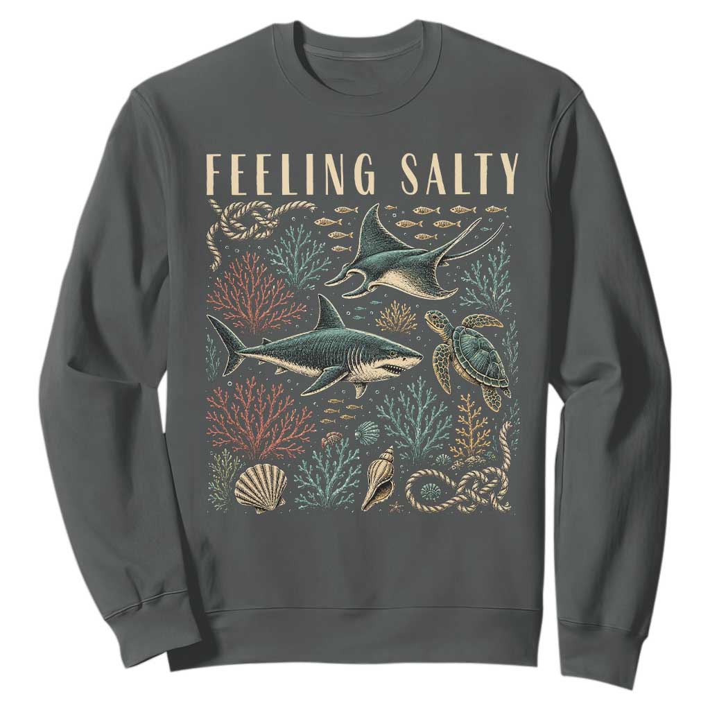Feeling Salty Shark Lover Vintage Ocean Life Sweatshirt