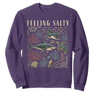 Feeling Salty Shark Lover Vintage Ocean Life Sweatshirt