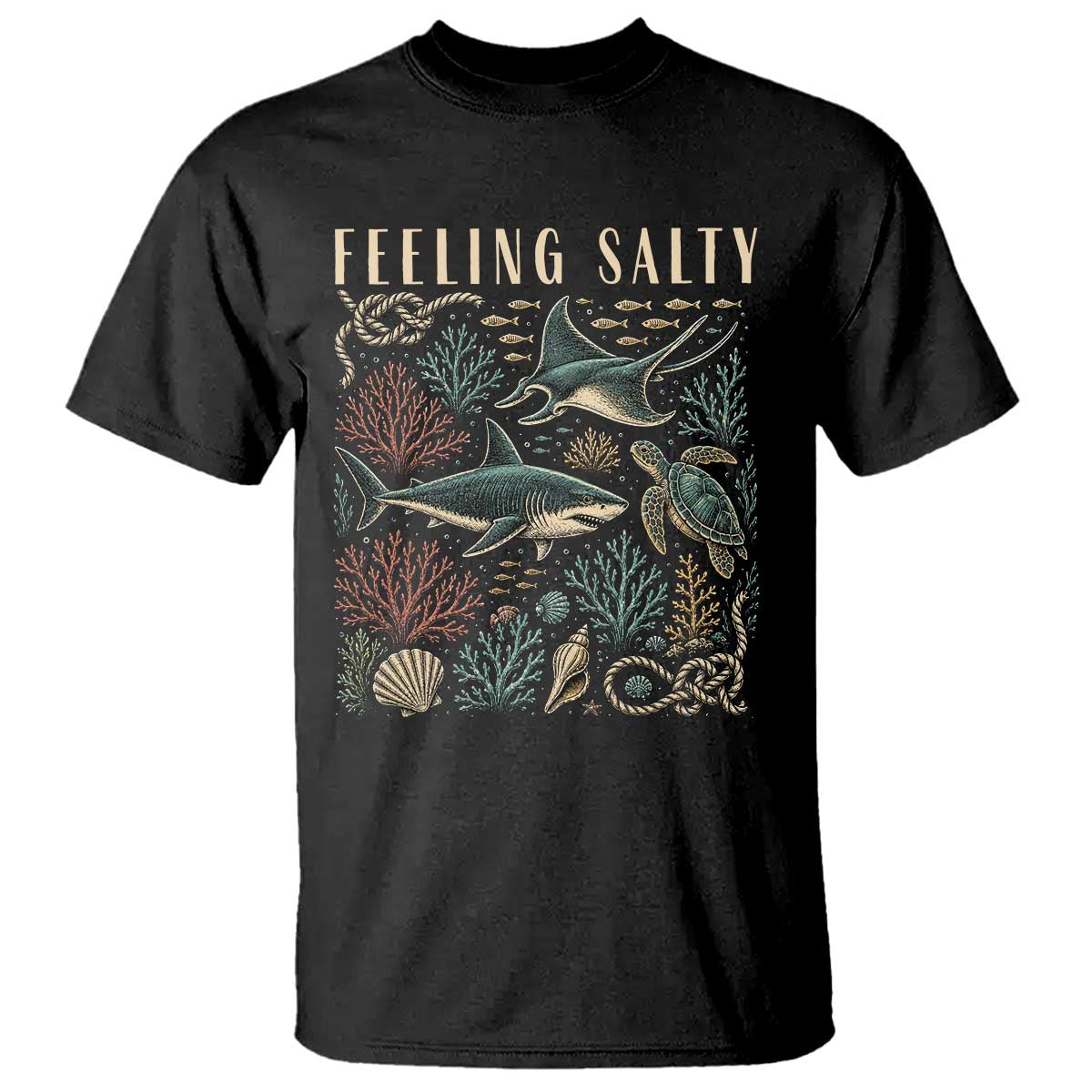 Feeling Salty Shark Lover Vintage Ocean Life T Shirt