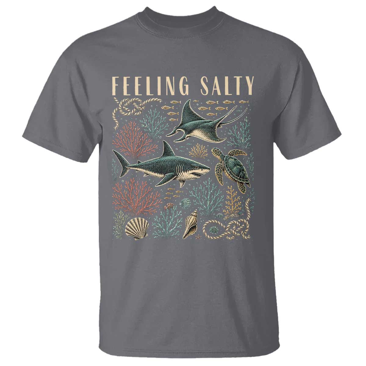 Feeling Salty Shark Lover Vintage Ocean Life T Shirt