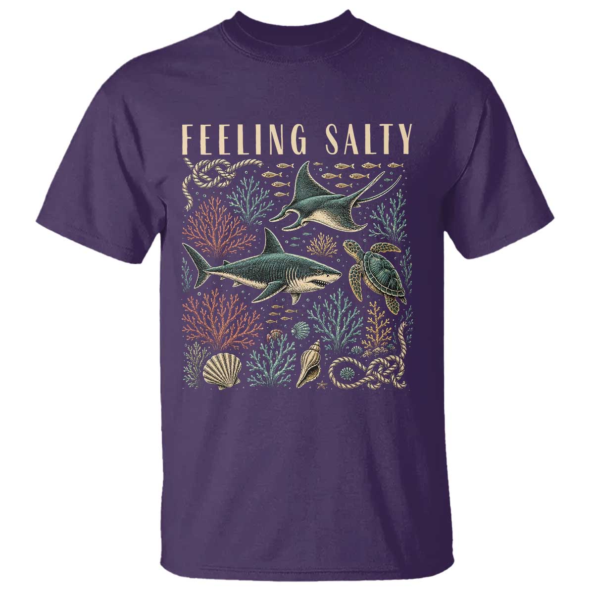 Feeling Salty Shark Lover Vintage Ocean Life T Shirt