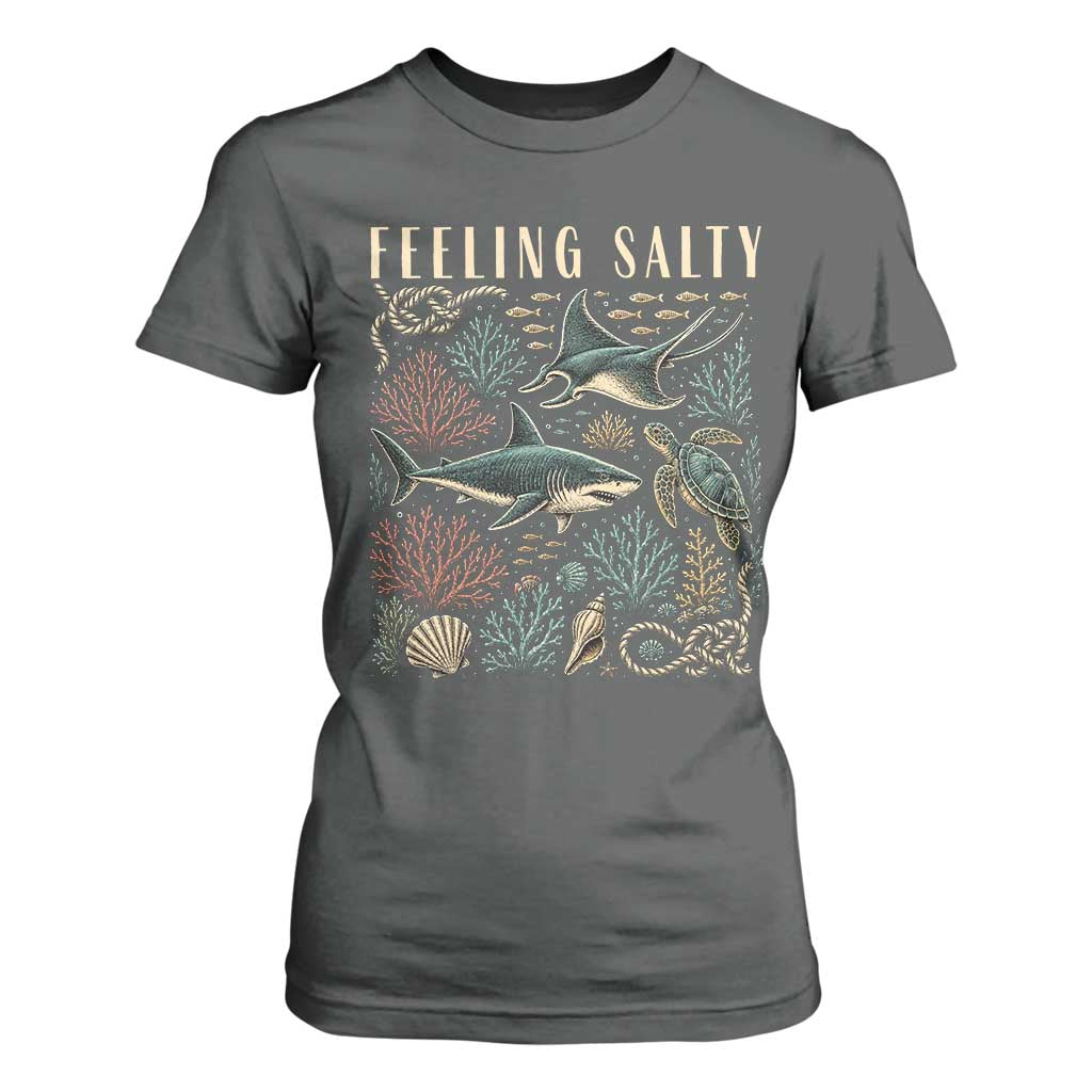 Feeling Salty Shark Lover Vintage Ocean Life T Shirt For Women