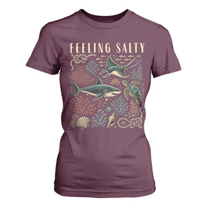 Feeling Salty Shark Lover Vintage Ocean Life T Shirt For Women