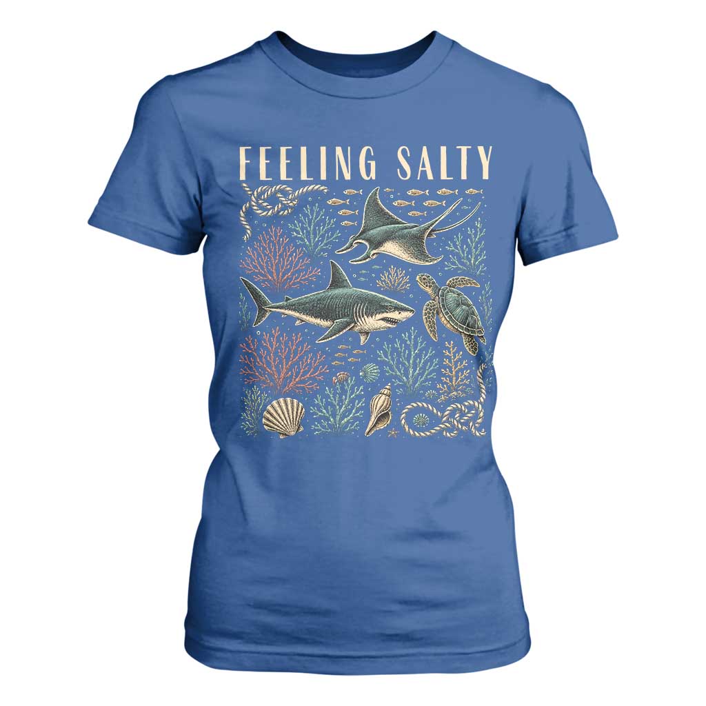 Feeling Salty Shark Lover Vintage Ocean Life T Shirt For Women
