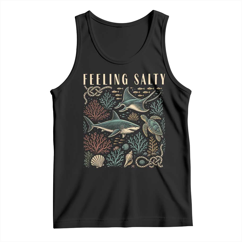 Feeling Salty Shark Lover Vintage Ocean Life Tank Top TS11 Black Print Your Wear