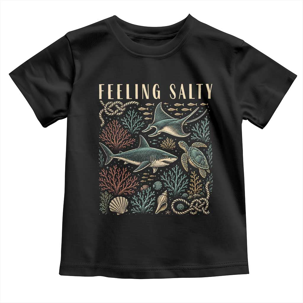 Feeling Salty Shark Lover Vintage Ocean Life Toddler T Shirt