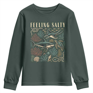 Feeling Salty Shark Lover Vintage Ocean Life Youth Sweatshirt